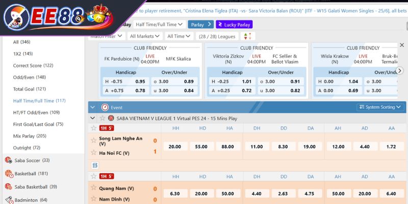 Hướng dẫn cược Half Time/Full Time EE88 cho tân binh